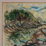 Affandi, Landscape with a House, a Crow and a Dog, 1951
