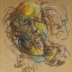 Affandi, Landscape with a House, a Crow and a Dog, 1951