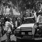 Gideon Mendel, PUPILS PROTEST OUTSIDE THEIR SCHOOL IN ATHLONE..., 1985