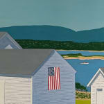 house, american flag, farmhouse, mountain, island, bakers island, acadia national park, maine, MDI