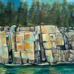 art painting maine rocks cliffs acadia national park bar harbor mount desert island mdi orange green blue