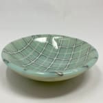 celadon glass bowl with plaid pattern