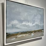 landscape, abstract, grey sky, art, painting, calm, soft, framed
