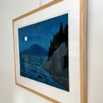 blue, landscape, ocean, maine, island, pattern, moon, nightscape, acadia national park, mountain, framed, art on wall