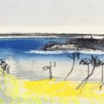 art, painting, landscape, ocean, maine, horizon, yellow, blue, black, sketch