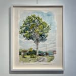 tree, portrait, maine, woods, acadia national park, boat yard, driveway, road, art, painting, framed