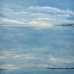 abstract landscape, horizon, blue, white, sky, clouds, maine, art, painting, soft, calm