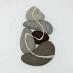 maine, felted wool, rocks, lucky stone, wall hanging, art, 3D, modern, minimalist, texture, textile, grey, white, brown, neutral, earth tones, cairn