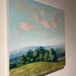 blue, green, pastel, hill, trees, mountains, landscape, clouds, maine, art, painting, gallery