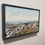 mount desert island, acadia national park, maine, small, mountain top, view, rocky, miniature, art, painting, framed, blue