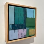 framed modern contemporary abstract art in blue green pink and gold