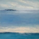 abstract landscape, horizon, blue, white, sky, clouds, calm, soft, dreamy, art, painting, maine, coastal
