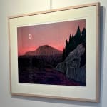maine, acadia national park, pink, landscape, nightscape, moon, mountain, pattern, framed, art on wall