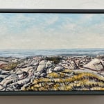 mount desert island, acadia national park, maine, small, mountain top, view, rocky, miniature, art, painting, framed, blue