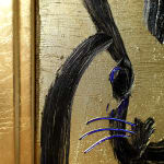 Hunt Slonem, 'Golden Blue Whiskers' Unique Painting, 2023