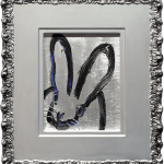 Hunt Slonem, 'Silver Tinsel Bunny' Unique painting, 2023