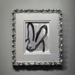 Hunt Slonem, 'Silver Tinsel Bunny' Unique painting, 2023