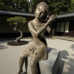 escultura en bronce, Le Temps des Cerises, Béatrice Cols, artista belga, niño en bronce, escultura figurativa, arte contemporáneo, escultura de niña, pátina natural, decoración de jardín, escultura de colección, escultura exterior, escultura para interioristas, bronce patinado, escultura poética, obra de galería, escultura belga en bronce, escultura infantil