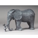 sophie verger, sculpture, bronze, elephant, petite fille, tendresse, art thema, artthema, galerie, belgique, france