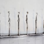Caroline brisset, steel sculpture, person, covid, queue, contemporary art, fragile, solitude, person, figurative art, Art Thema Heyi Gallery, Brussels