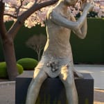 bronze sculpture, Le Temps des Cerises, Béatrice Cols, Belgian artist, bronze child figure, figurative sculpture, contemporary art, young girl sculpture, natural patina bronze, garden art, collectible sculpture, outdoor bronze sculpture, sculpture for interior designers, patinated bronze artwork, poetic sculpture, art gallery piece, Belgian bronze sculpture, child sculpture