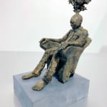 Strange dream, childhood dream, boy, dreaming boy, sitting on chair, African, find an answer, inspiration, bronze sculpture, art of sculpture, lieven d'haese, art of the decoration, interior, decoration on bookcase, art home, desk decoration, home art, heyi art theme, brussels art gallery