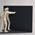 sculpture, man, black & white, bronze, steel, double, shadow, baldini, art thema, antica namur, fine art