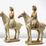 A Pair of Painted Pottery Figure of A Fat Lady Equestrian
