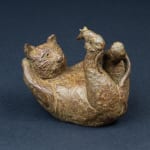 The cat's paw cat sculpture playing mouse cute lovely happy contemporary bronze animal sculpture in love garden interior design sophie verger