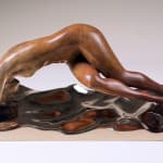 liang binbin Bridge naked swimming woman on a gold water woman bronze sculpture contemporary art Art Yi gallery Brussels art gallery