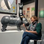 In top form hippo sculpture Sophie Verger animal sculpture bronze sculpture contemporary sculpture for garden sculpture art garden design interior design adorable hippo playing and jumping in the air Art Yi gallery Brussels Art Gallery