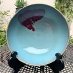 toneware with Blue Glaze and Purple Splashes Bowl, Jun Kilns liked, Song Dynasty Style Tsai Hsiao-fang contemporary ceramic art asian ceramic art asian porcelain art blue ceramic plate blue porcelaine plate art collection Art Yi gallery Brussels art gallery