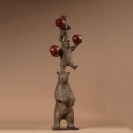 Bears column with three balloons Sophie Verger animal sculpture bear sculpture bear lover adorable bear garden sculpture tour sculpture contemporary sculpture bronze sculpture Art Yi gallery Brussels art gallery