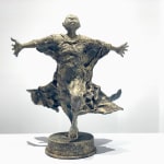 IIXV lieven d'haese contemporary bronze sculpture a boy opening up his arm against wind to embrace a new adventure child sculpture childhood dream sculpture Art Yi art gallery in brussels