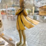 Angel passes Isabel miramontes dancing girl sculpture monumental sculpture garden sculpture contemporary bronze sculpture a beautiful girl in surprise of her dress blows up by wind Art Yi gallery Brussels art gallery