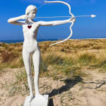 Heart to catch sculpture Marc de Corte girl sculpture angel cupid sculpture archery girl sculpture of love naked human sculpture garden sculpture bronze sculpture contemporary sculpture Art Yi gallery Brussels art gallery