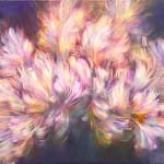 nagare wals van bloemen schilderij Noriku kura fuji roze lentebloem japans schilderij japan hedendaagse schilderkunst olieverfschilderij Art Yi-galerij Brusselse kunstgalerij