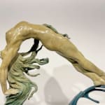 Coeur de l'horizon Liang Binbin sculpture contemporaine sculpture en bronze une femme nageuse saute dans l'eau cercle formant un coeur en forme d'amour avec la vague aqua bleue et la sculpture de la mer sculpture d'eau Galerie Art Yi Galerie d'art de Bruxelles