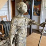 De twijfelaar lieven d'haese bronzen sculptuur jongenssculptuur afrikaanse jongenssculptuur maskersculptuur hedendaagse riddersculptuur droom Afrikaanse sculptuur interieurontwerp Art Yi-galerij Kunstgalerij Brussel