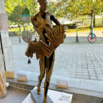 Accordionist musician sculpture contemporary bronze sculpture Jacques Van den Abeele at ART YI gallery in brussels garden sculpture