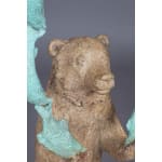 Bear juggling fish cute and adorable bear dancing and fishing animal contemporary bronze bear sculpture sophie verger