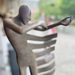 Isabel miramontes contemporary bronze sculpture abstract art musician sculpture rock my heart a musician playing violin