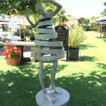 Isabel Miramontes Contemporary Bronze Sculpture Abstract Art garden sculpture human size Mira a dancing girl sculpture turning her dress around ART YI GALLERY Brussels art gallery