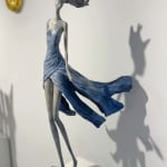 Feelings woman sculpture Hedwige Leroux contemporary sculpture bronze sculpture woman with hair blowing into the wind interior design at hotel Barsey by Warwick Art Yi gallery Brussels art gallery