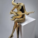 musician guitarist sculpture jacques van den abeele art gallery in brussels