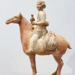 Tang-dynastie Aardewerk beeldje jager op paard sculptuur Chinese antieke aardewerk kunst in de kunstgalerie van Brussel art yi