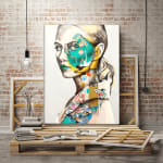 Sirène peinture acrylique france courpotin peinture de visage peinture japonaise d'une belle princesse sirène en kimonos sur la lune fleur de lotus et poisson art yi galerie d'art bruxelles