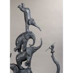 Cinq éléphants et une fille sculpture contemporaine en bronze jardin design d'intérieur galerie d'art sophie verger bruxelles