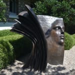 vooruitkijken hedendaagse bronzen sculptuur gezicht sculptuur boek sculptuur paola grizi italiaanse sculptuur tuin sculptuur kunst yi brusselse kunstgalerij