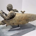 meester van de snelheid racewagen sculptuur van Lieven D'Haese een jongen bestuurt een racewagen hedendaagse sculptuur bronzen sculptuur Art Yi Gallery Brusselse kunstgalerie